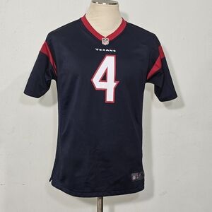 NFL Texans #4 Navy and Red Football Jersey